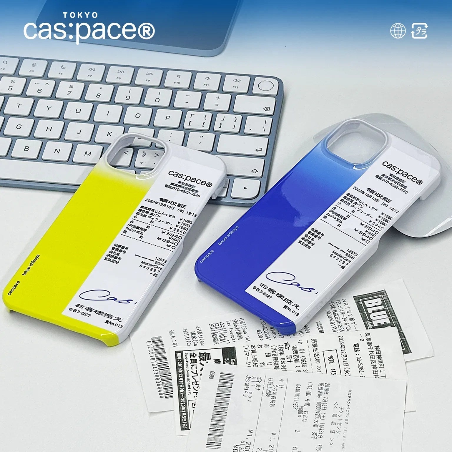 cas:pace 22S/S「レシート」携帯ケース(青) - cas:pace 殼空間
